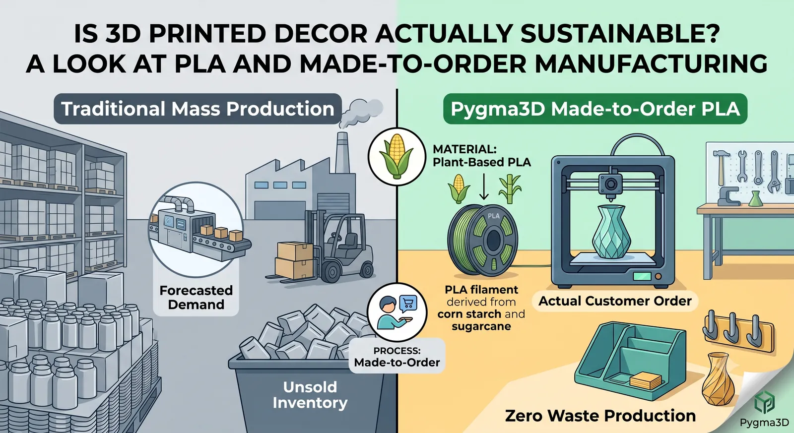 Is 3D Printed Decor Actually Sustainable? A Look at PLA and Made-to-Order Manufacturing